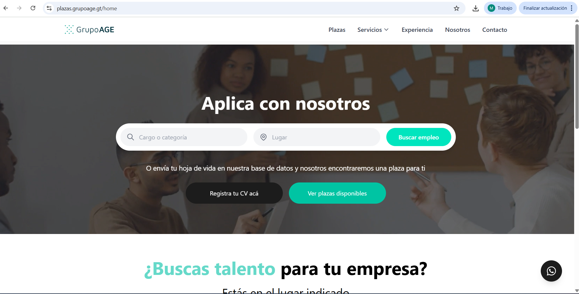Captura de pantalla del proyecto Grupo AGE Recruitment Portal - Web Platform desarrollado por MCodeGT